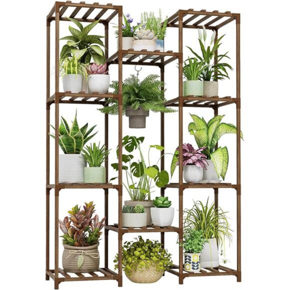 Plant Stand Indoor Outdoor Hanging Plant Shelf for Multiple Plants Pots Wood - Picture 1 of 7